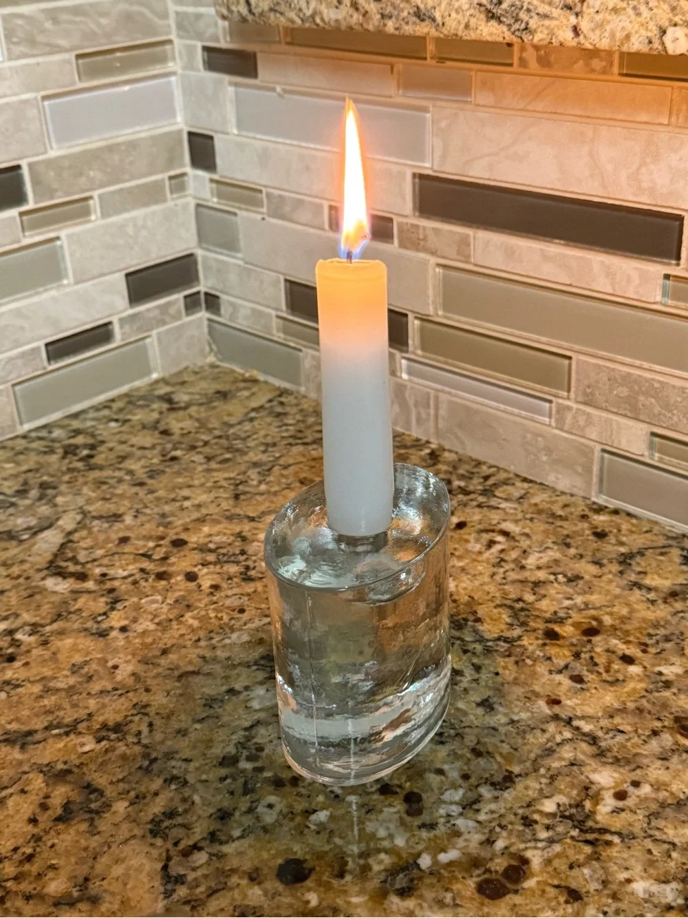 Crate and Barrel Glass Taper Candle Holder